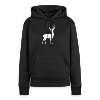 Silhouette de cerf au clair de lune - Sweat à capuche Premium bio Femme - noir - Devant - Julia (174cm)