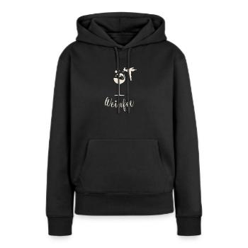 Weinfee - Frauen Premium Bio Hoodie - Schwarz - Vorne - Julia (174cm)