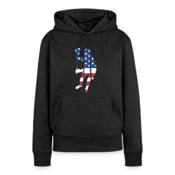 Sport Us Flag Field Lacrosse - Women’s Premium Organic Hoodie - black - Front - Julia (174cm)