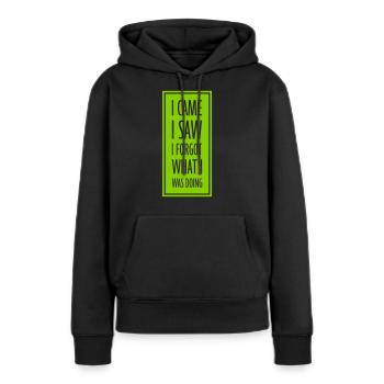 Je suis venu voir oublier - Sweat à capuche Premium bio Femme - noir - Devant - Julia (174cm)