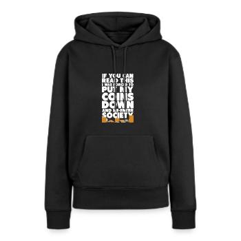 Les collectionneurs de pièces collectent des pièces - Sweat à capuche Premium bio Femme - noir - Devant - Julia (174cm)