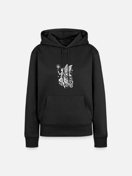 Imaginative fairy with ornate wings - Women’s Premium Organic Hoodie - black