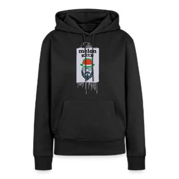 Der Mann mit dem Hut - Frauen Premium Bio Hoodie - Schwarz - Vorne - Julia (174cm)