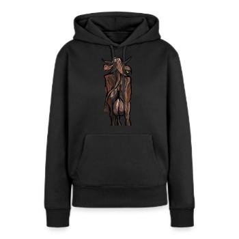 Kuh von hinten mit Euter stark - Frauen Premium Bio Hoodie - Schwarz - Vorne - Julia (174cm)