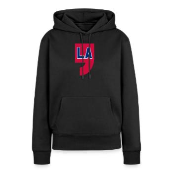 COMMA LA, CAMALA HARRIS POUR LA PRÉSIDENCE 2024 - Sweat à capuche Premium bio Femme - noir - Devant - Julia (174cm)