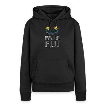 Fidji - Sweat à capuche Premium bio Femme - noir - Devant - Julia (174cm)