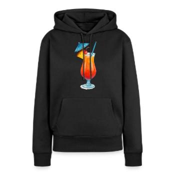 cocktail - Sweat à capuche Premium bio Femme - noir - Devant - Julia (174cm)