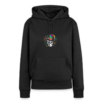 Drôle de carnaval Carnaval Crâne Helau - Sweat à capuche Premium bio Femme - noir - Devant - Julia (174cm)