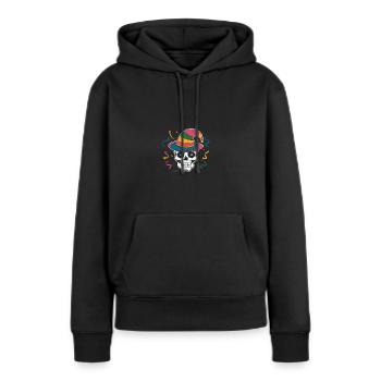 Drôle de carnaval Carnaval Crâne Helau - Sweat à capuche Premium bio Femme - noir - Devant - Julia (174cm)