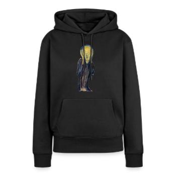 Le cri d’Edvard Munch - Sweat à capuche Premium bio Femme - noir - Devant - Julia (174cm)