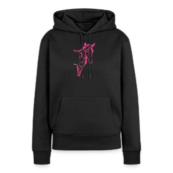 Cheval rose rose, poulain - Sweat à capuche Premium bio Femme - noir - Devant - Julia (174cm)