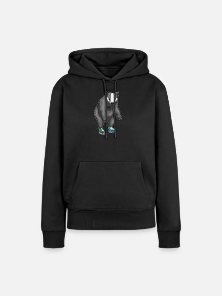 Dachs Eislaufen Schlittschuhe - Frauen Premium Bio Hoodie - Schwarz