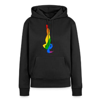 Pose colorée du poirier dans le yoga - Sweat à capuche Premium bio Femme - noir - Devant - Julia (174cm)