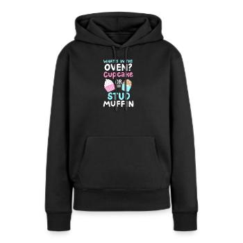 Cupcake oder Stud Muffin Gender Reveal Party - Frauen Premium Bio Hoodie - Schwarz - Vorne - Julia (174cm)