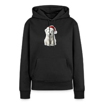 Kleiner Eisbaer mit Nikolausmuetze - Frauen Premium Bio Hoodie - Schwarz - Vorne - Julia (174cm)
