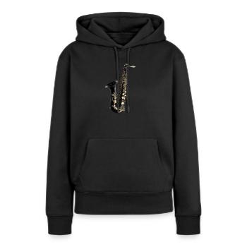 hyper realistic black saxophone jazz music - Frauen Premium Bio Hoodie - Schwarz - Vorne - Julia (174cm)