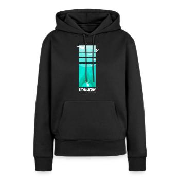 Trailrun Wildnis Hirsch - Frauen Premium Bio Hoodie - Schwarz - Vorne - Julia (174cm)