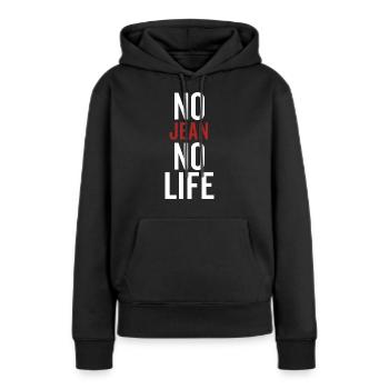 Pas de Jean Pas de vie - Sweat à capuche Premium bio Femme - noir - Devant - Julia (174cm)