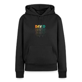 David - Frauen Premium Bio Hoodie - Schwarz - Vorne - Julia (174cm)