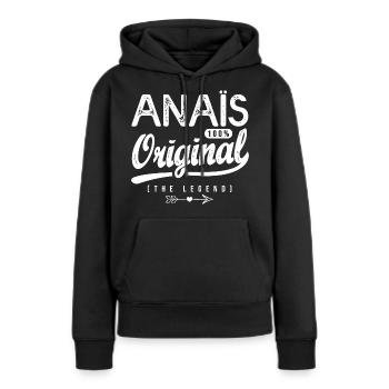 Anaïs ORIGINAL shirt personnalisé prénom anais - Sweat à capuche Premium bio Femme - noir - Devant - Julia (174cm)