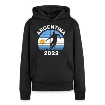 Football Argentine Coupe du Monde Drapeau de l’Argentine - Sweat à capuche Premium bio Femme - noir - Devant - Julia (174cm)