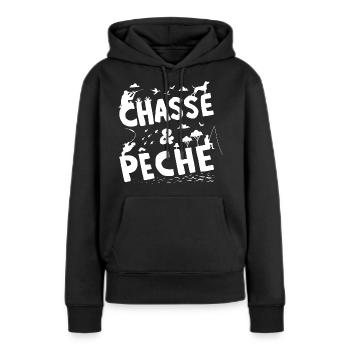 Chasse und peche Chasse und peche Inspiration spei - Frauen Premium Bio Hoodie - Schwarz - Vorne - Julia (174cm)