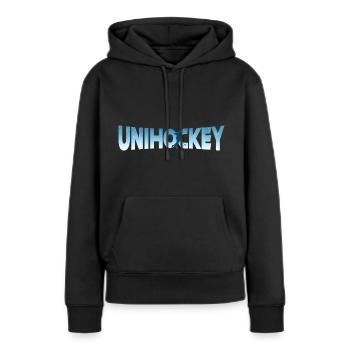 Unihockey - Frauen Premium Bio Hoodie - Schwarz - Vorne - Julia (174cm)