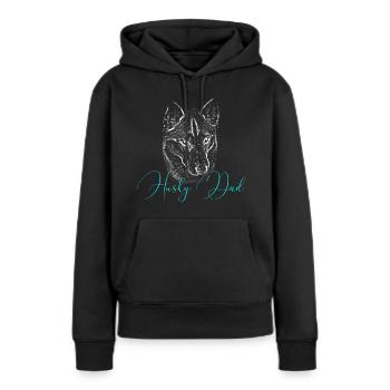 Silhouette de papa robuste écriture néon - Sweat à capuche Premium bio Femme - noir - Devant - Julia (174cm)