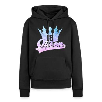 18ÈME ANNIVERSAIRE SWEET 18 QUEEN - Sweat à capuche Premium bio Femme - noir - Devant - Julia (174cm)