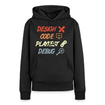 Spielentwicklung Prozess - Frauen Premium Bio Hoodie - Schwarz - Vorne - Julia (174cm)