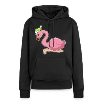 Bonnet de nuit Flamingo Sleeping - Sweat à capuche Premium bio Femme - noir - Devant - Julia (174cm)