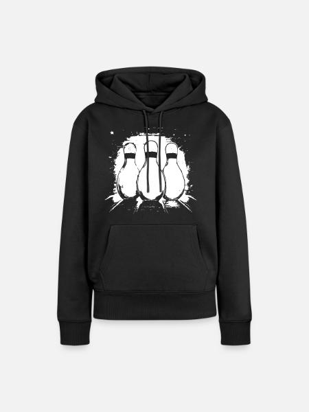 Bowling Zeichnung - Frauen Premium Bio Hoodie - Schwarz