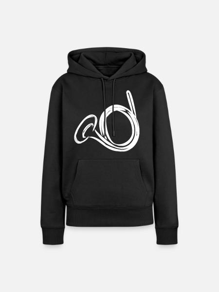 Waldhorn Zeichnung - Frauen Premium Bio Hoodie - Schwarz