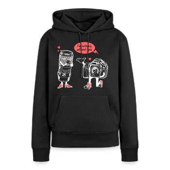 Fotograf Kamera Objektiv Spruch - Frauen Premium Bio Hoodie - Schwarz - Vorne - Julia (174cm)
