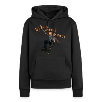 Skater bis zum Tod - Frauen Premium Bio Hoodie - Schwarz - Vorne - Julia (174cm)