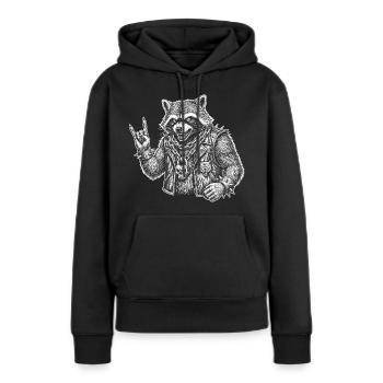 Retro Waschbär Rock Musik Geschenk Lustig - Frauen Premium Bio Hoodie - Schwarz - Vorne - Julia (174cm)