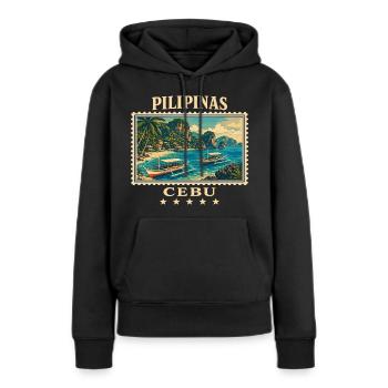 Philippines Cebu Vintage Travel Brand - Women’s Premium Organic Hoodie - black - Front - Julia (174cm)