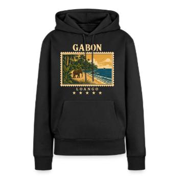 Gabun Loango Vintage Reisemarke - Frauen Premium Bio Hoodie - Schwarz - Vorne - Julia (174cm)