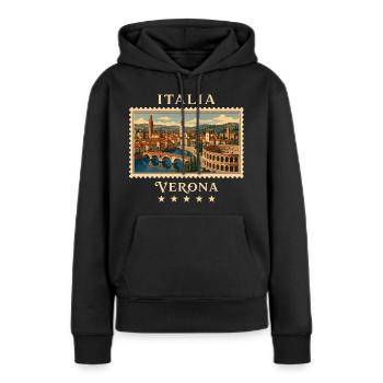 Italien Verona Vintage Reisemarke - Frauen Premium Bio Hoodie - Schwarz - Vorne - Julia (174cm)
