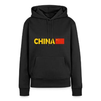 China - Frauen Premium Bio Hoodie - Schwarz - Vorne - Julia (174cm)