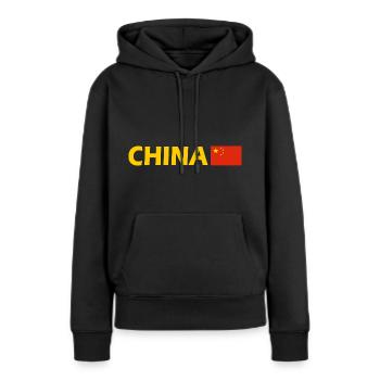 Chine - Sweat à capuche Premium bio Femme - noir - Devant - Julia (174cm)