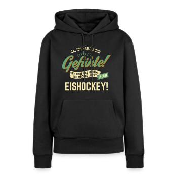 Gefuehle - ich moechte Sport - Eishockey! - - Frauen Premium Bio Hoodie - Schwarz - Vorne - Julia (174cm)