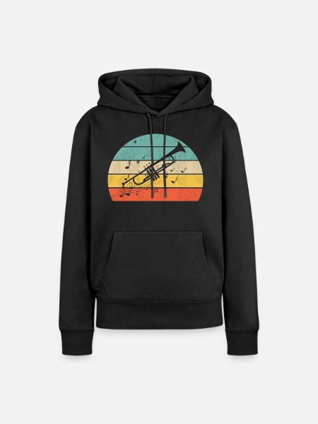 Trompete - Frauen Premium Bio Hoodie - Schwarz