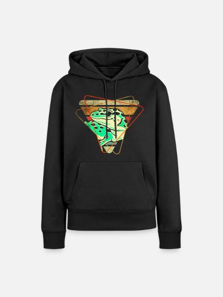 Gecko - Frauen Premium Bio Hoodie - Schwarz