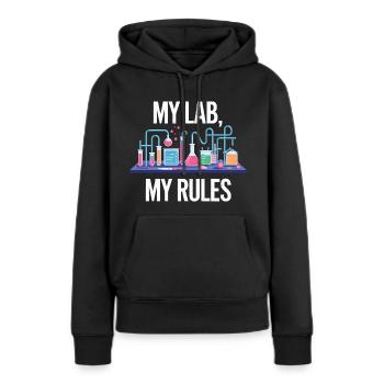 Mein Labor, Meine Regeln - Frauen Premium Bio Hoodie - Schwarz - Vorne - Julia (174cm)