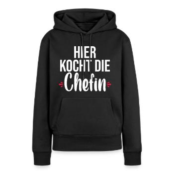 Hier Kocht Die Chefin - Frauen Premium Bio Hoodie - Schwarz - Vorne - Julia (174cm)