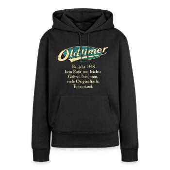 BD - Oldtimer Baujahr Jahrgang 1948 retro türkis - Frauen Premium Bio Hoodie - Schwarz - Vorne - Julia (174cm)