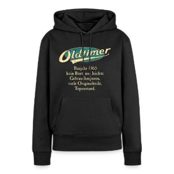 BD - Oldtimer Baujahr Jahrgang 1965 retro türkis - Frauen Premium Bio Hoodie - Schwarz - Vorne - Julia (174cm)