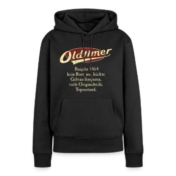 BD - Oldtimer Baujahr Jahrgang 1964 retro red - Frauen Premium Bio Hoodie - Schwarz - Vorne - Julia (174cm)