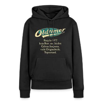BD - Oldtimer Baujahr Jahrgang 1972 retro türkis - Frauen Premium Bio Hoodie - Schwarz - Vorne - Julia (174cm)